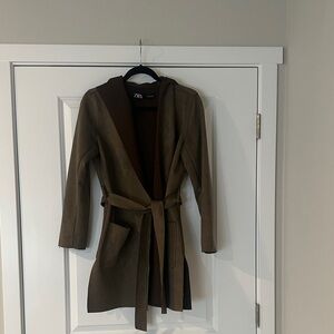 Zara Olive Belted Coat